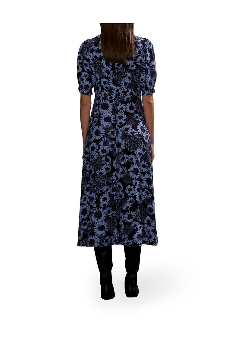 Daisy Print Ruched Front Dress, Alternate, color, Blue