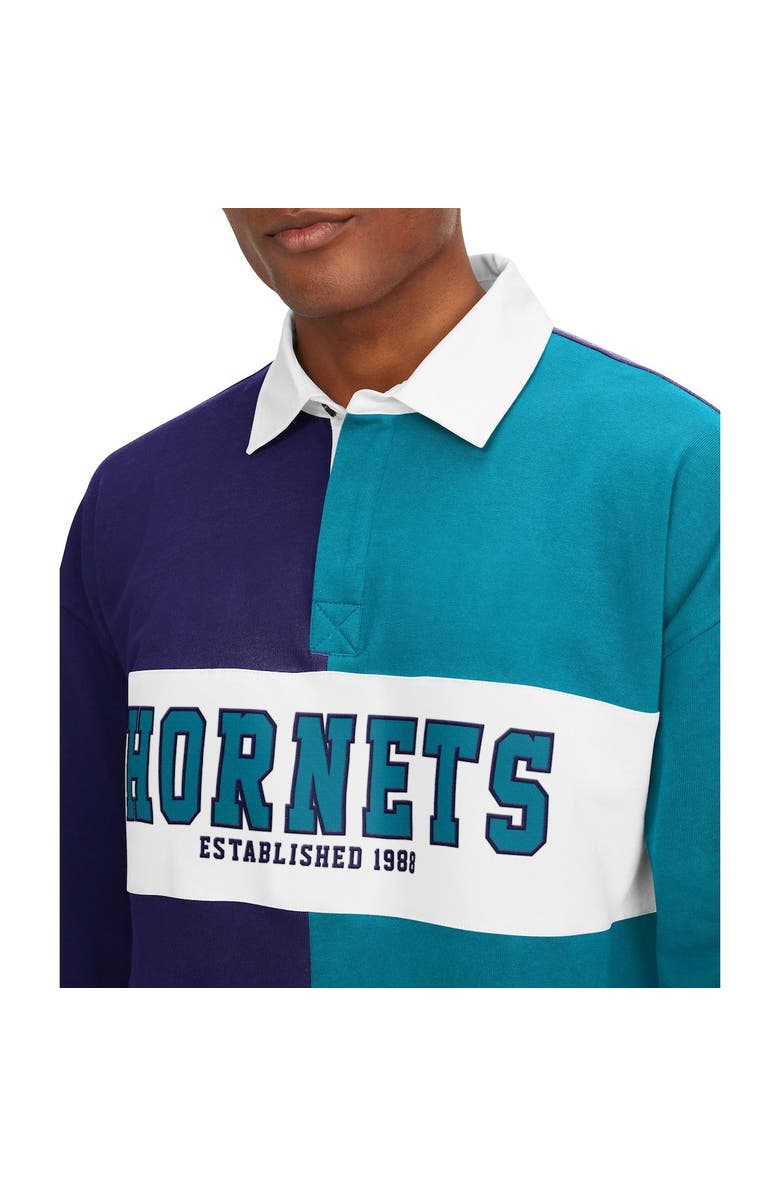 TOMMY JEANS Men's Tommy Jeans Purple/Teal Charlotte Hornets Ronnie Rugby Long Sleeve T-Shirt, Alternate, color, Purple