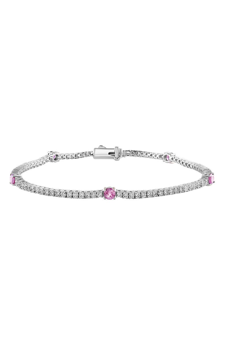 EFFY 14K White Gold White & Pink Lab Created Diamond Tennis Bracelet - 2.45ct., Main, color, 