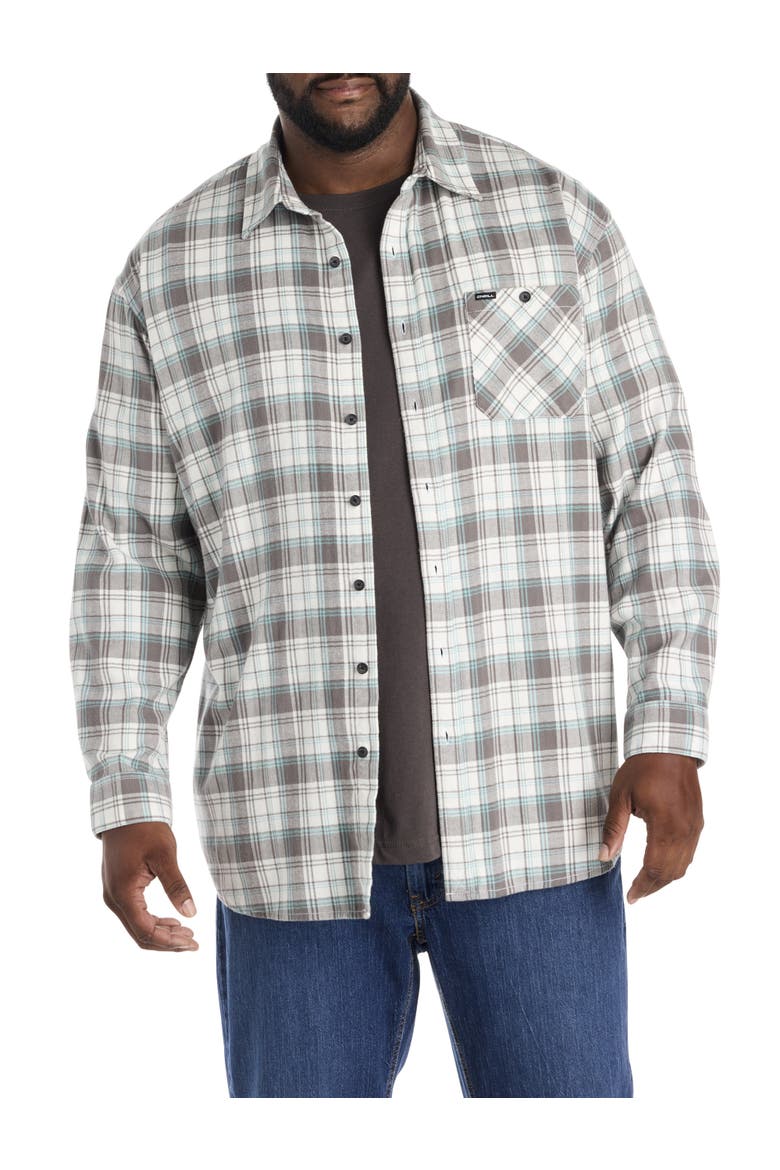 Big & Tall Redmond Plaid Stretch Flannel Sport Shirt, Alternate, color, WHITE