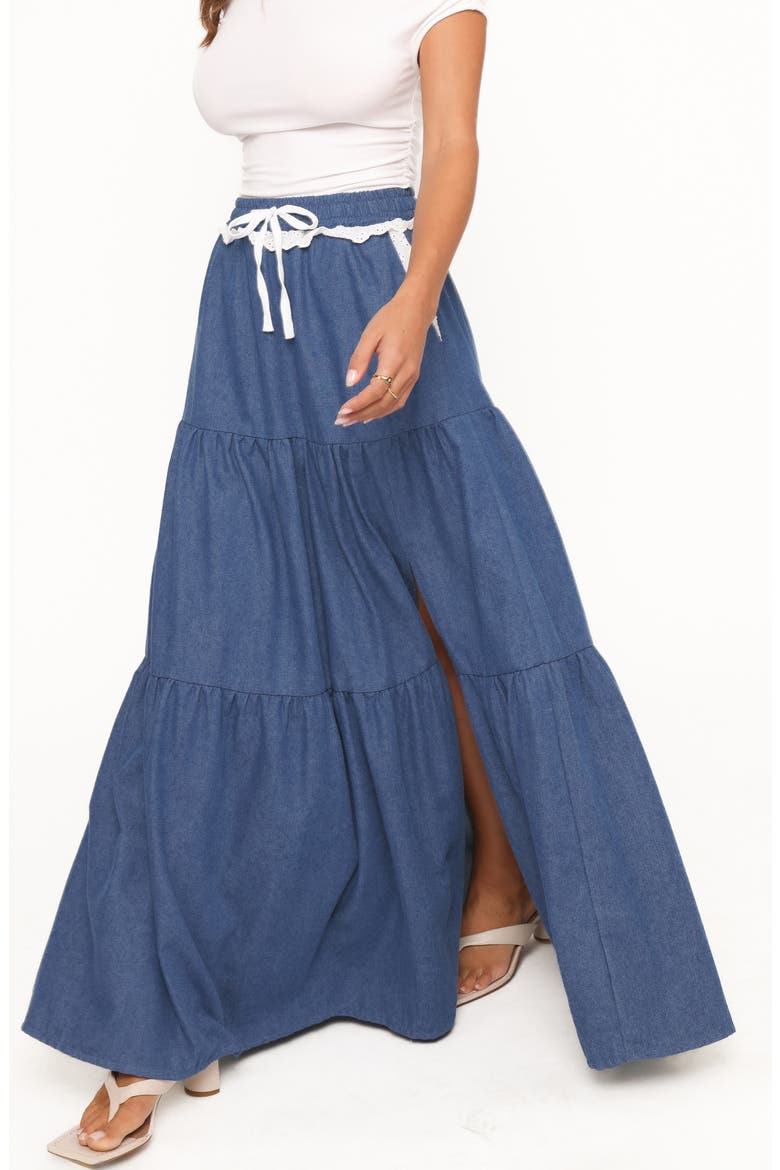 Scout Tiered Maxi Skirt, Alternate, color, MEDIUM WASH