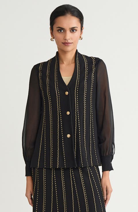 Heritage Button Front Lurex Soft Knit Cardigan