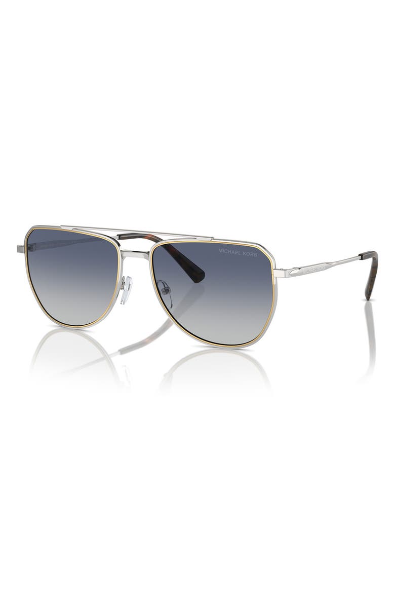 Michael Kors 58mm Pilot Whistler Sunglasses, Alternate, color, Shiny Silver