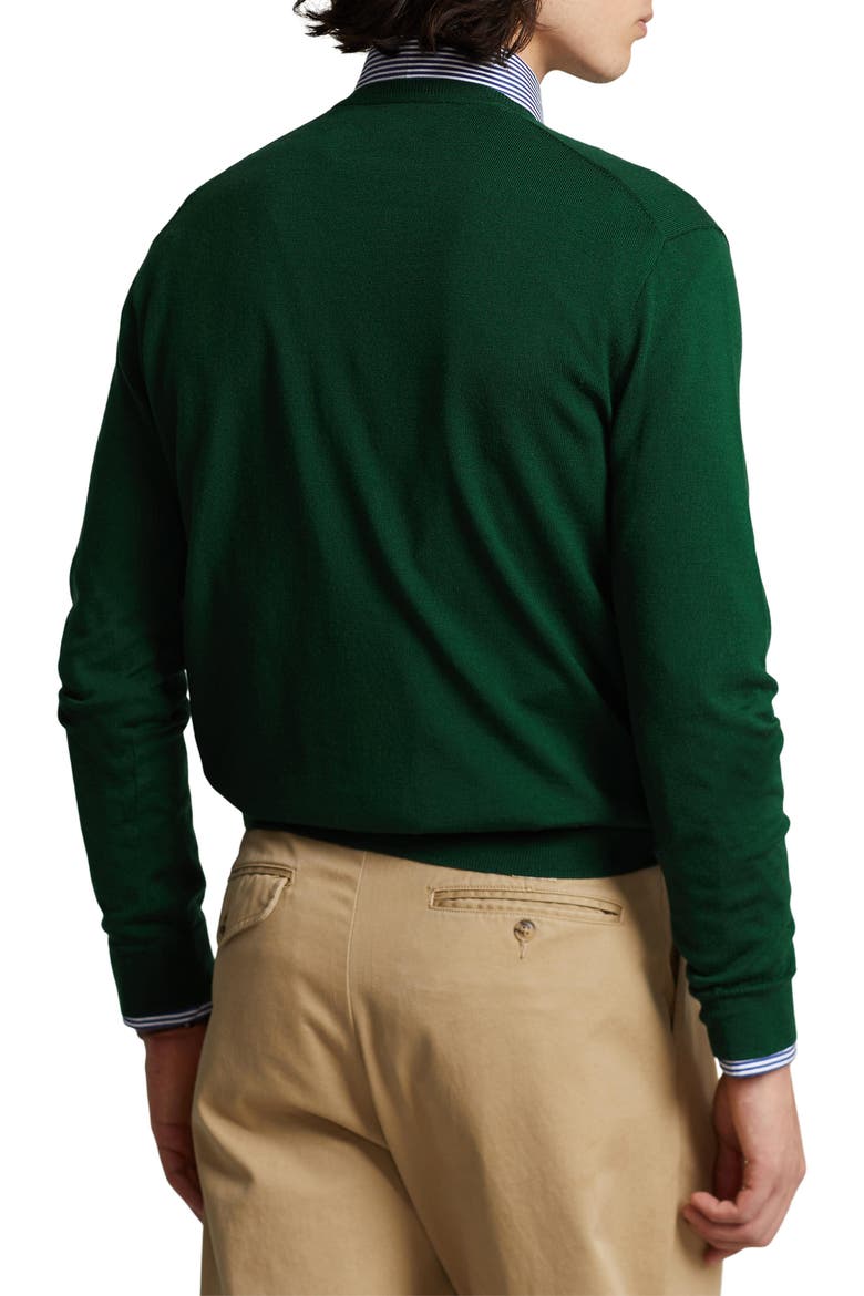 V-Neck Merino Wool Sweater, Alternate, color, HUNT CLUB GREEN