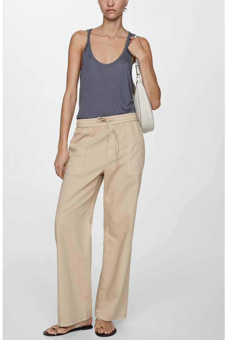 Elastic Waist Drawstring Pants, Alternate, color, SAND