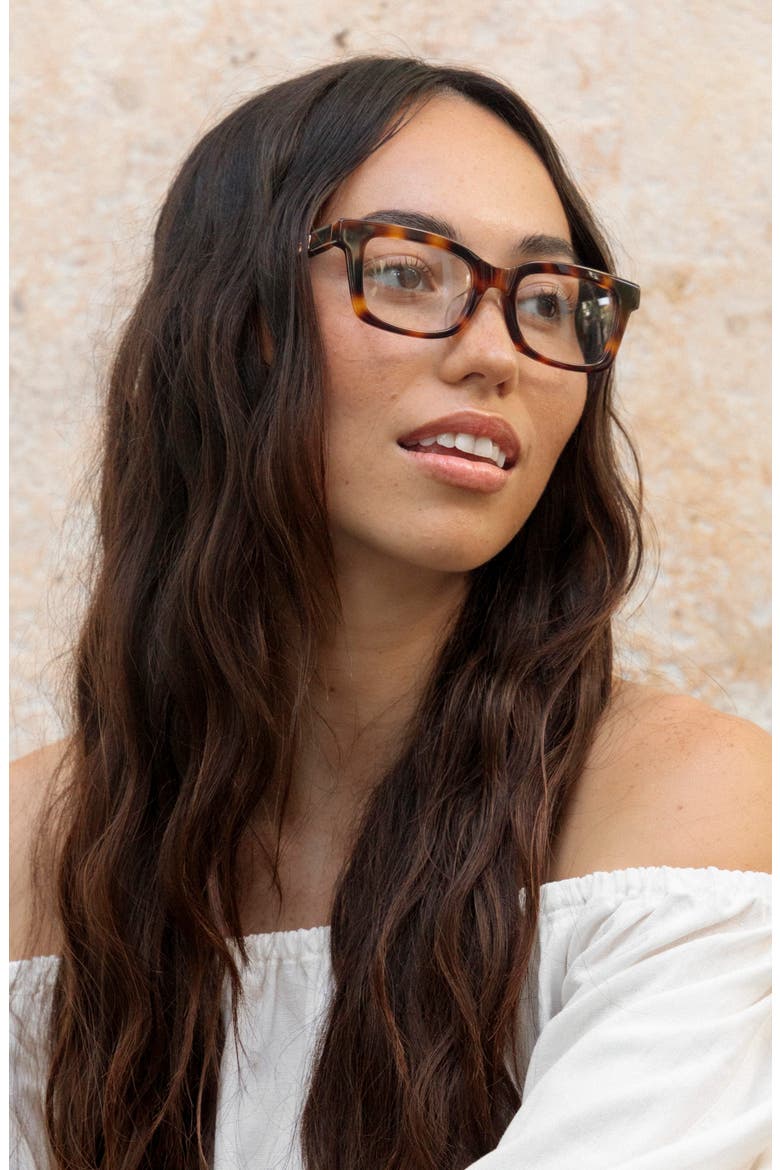 Hapuna 52mm Low Nose Bridge Wide Width Square Optical Glasses, Alternate, color, CAPPUCCINO / CLEAR LENSES