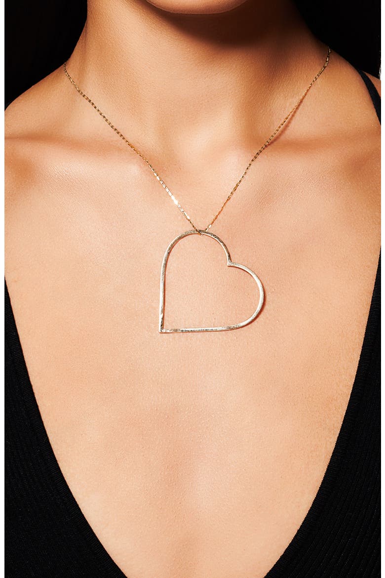 Large Heart Pendant Necklace, Alternate, color, YELLOW GOLD