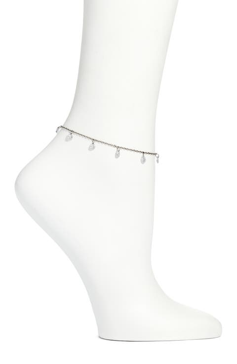 Dainty Crystal Drop Anklet