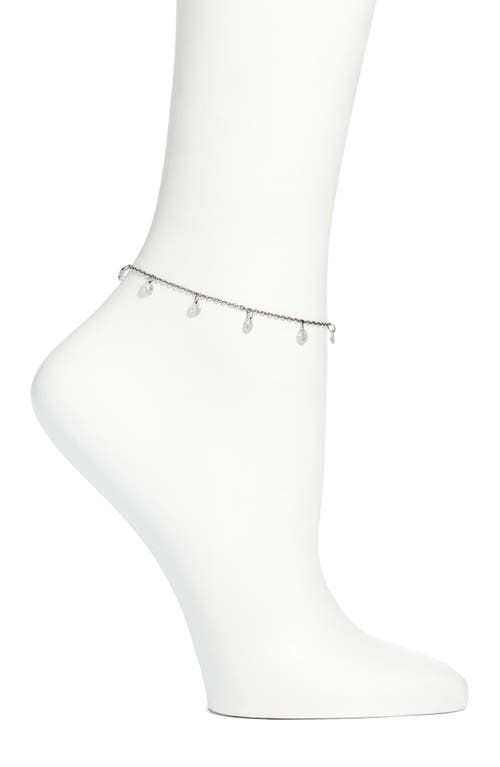 VIDAKUSH Dainty Crystal Drop Anklet in Silver at Nordstrom, Size 8"