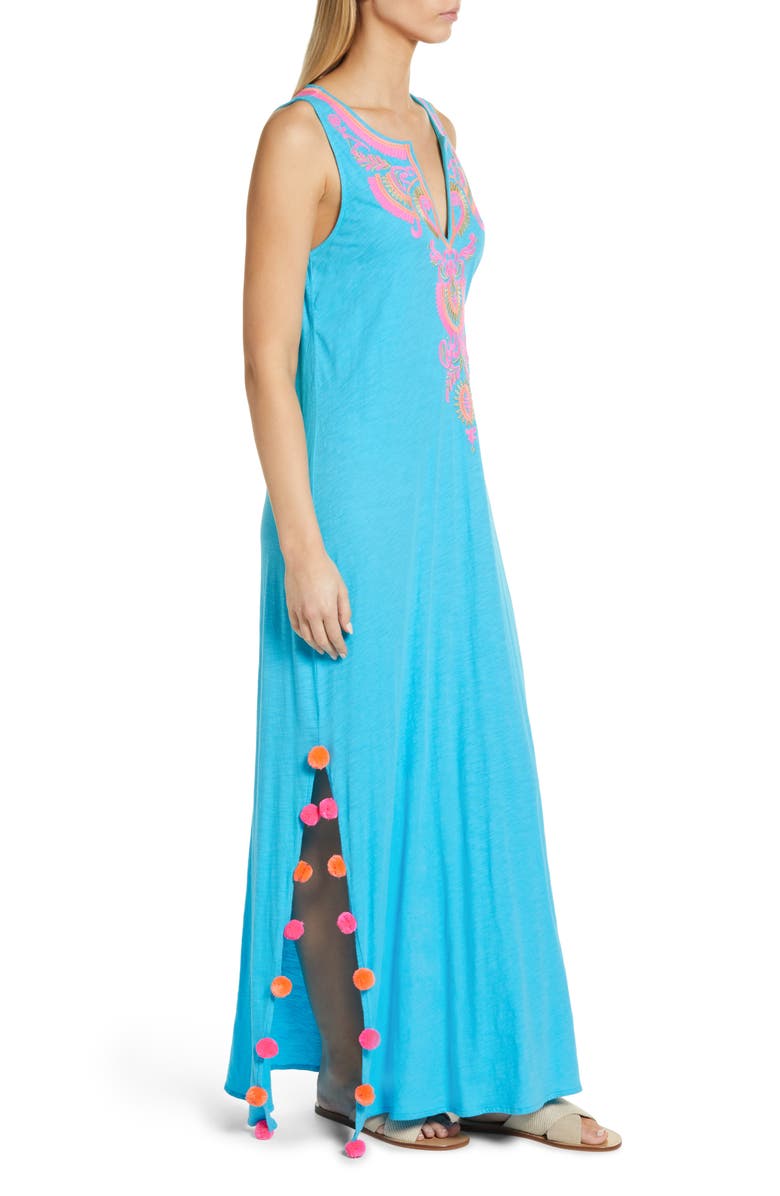 Lilly Pulitzer<sup>®</sup> Nolia Embroidered Pompom Cotton Cover-Up Dress, Alternate, color,