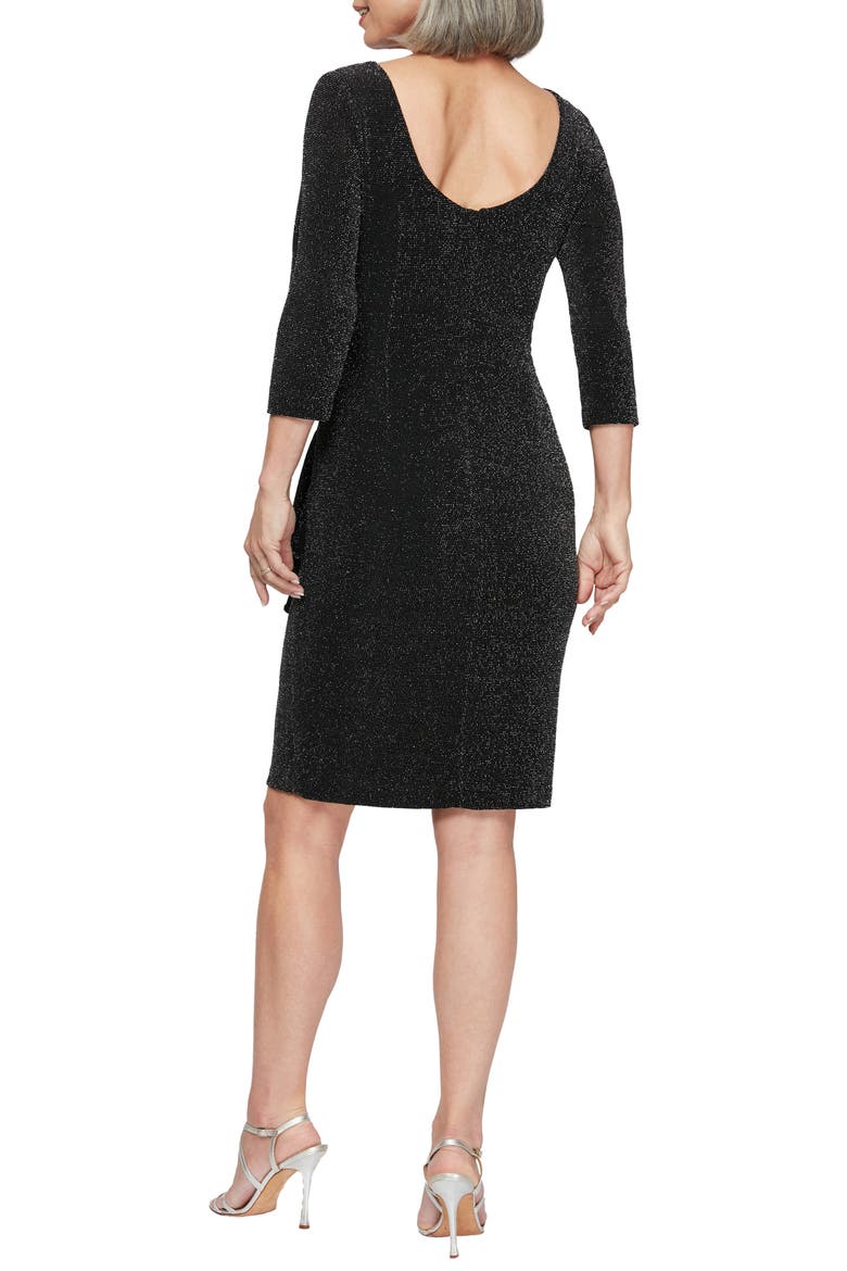 Side Ruched Metallic Cocktail Dress, Alternate, color, BLACK SILVER