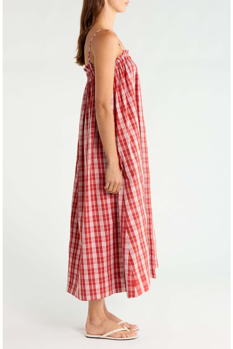 Gerta Plaid Cotton Midi Dress, Alternate, color, INES CHECK TERRA ROSSO