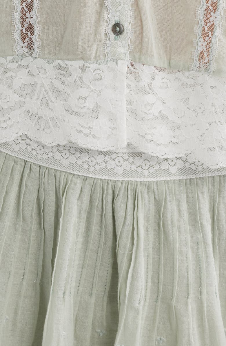 LoveShackFancy Maurelle Lace Trim Cotton Top, Alternate, color, Eau De Nil