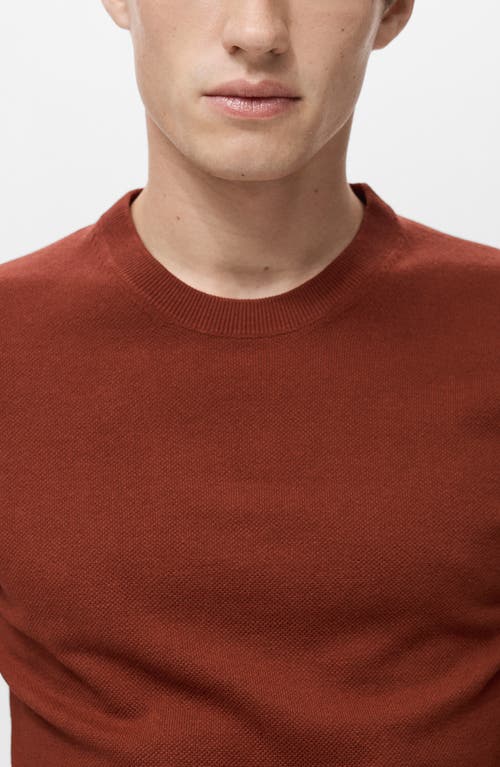 Mango Fine Knit Short Sleeve Sweater In Brown