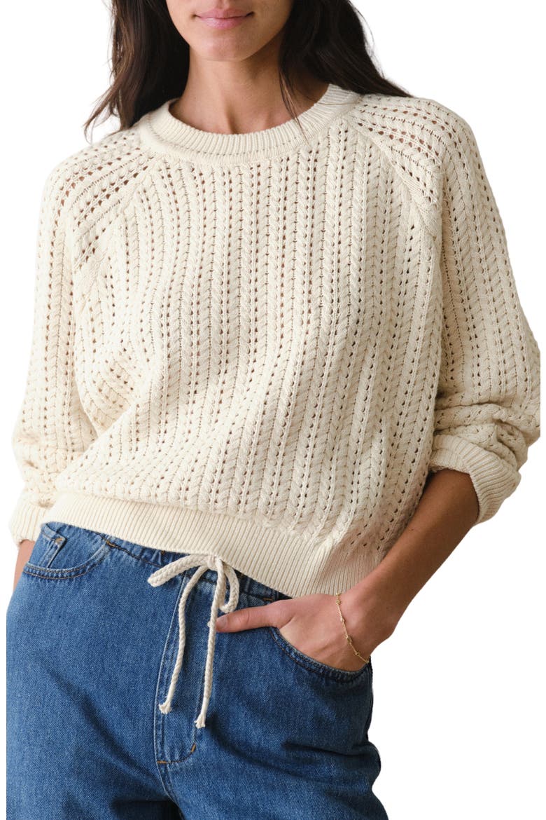 Mina Pointelle Cotton Sweater, Main, color, CREAM