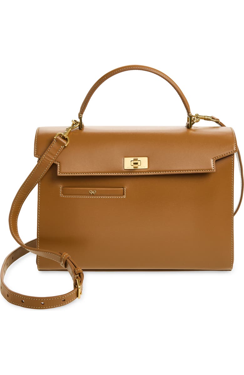 Anya Hindmarch Mortimer Leather Top Handle Bag, Main, color, Pecan