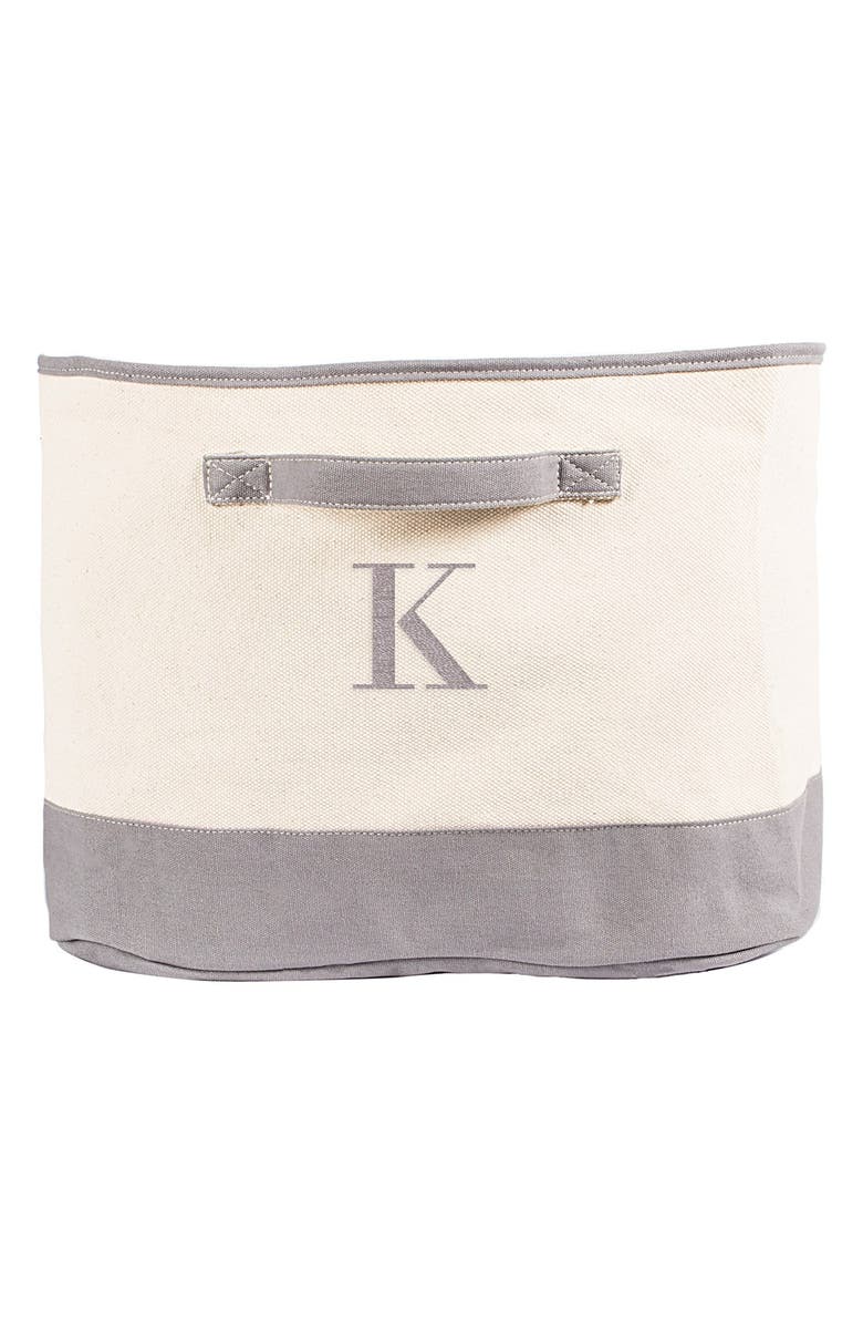 Cathy's Concepts Monogram Square Canvas Bin, Alternate, color,