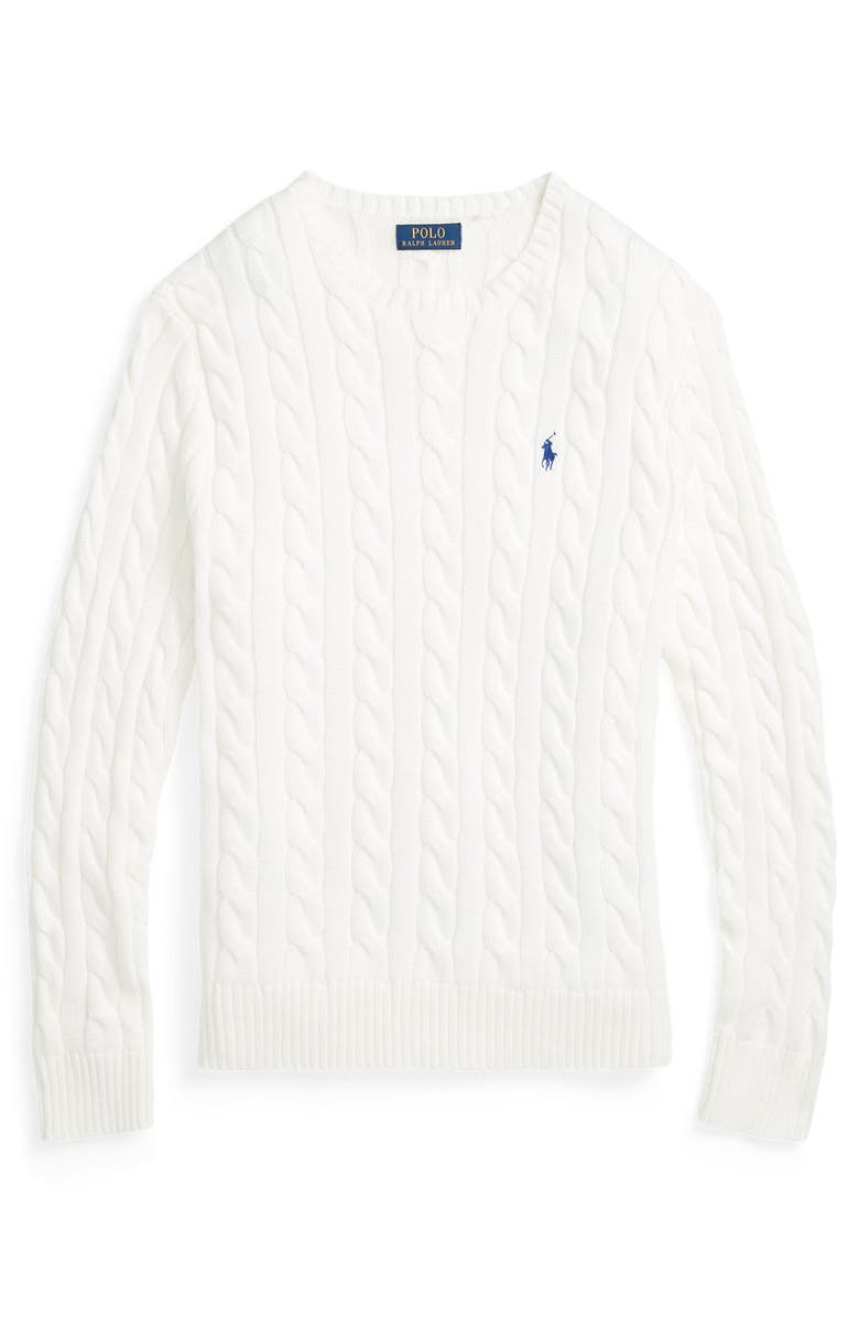 Polo Ralph Lauren Cable Knit Cotton Sweater, Alternate, color, White