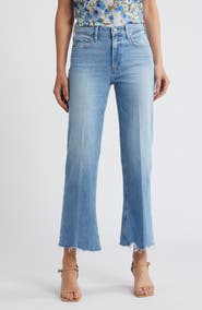 PAIGE Leenah Raw Hem High Waist Ankle Wide Leg Jeans