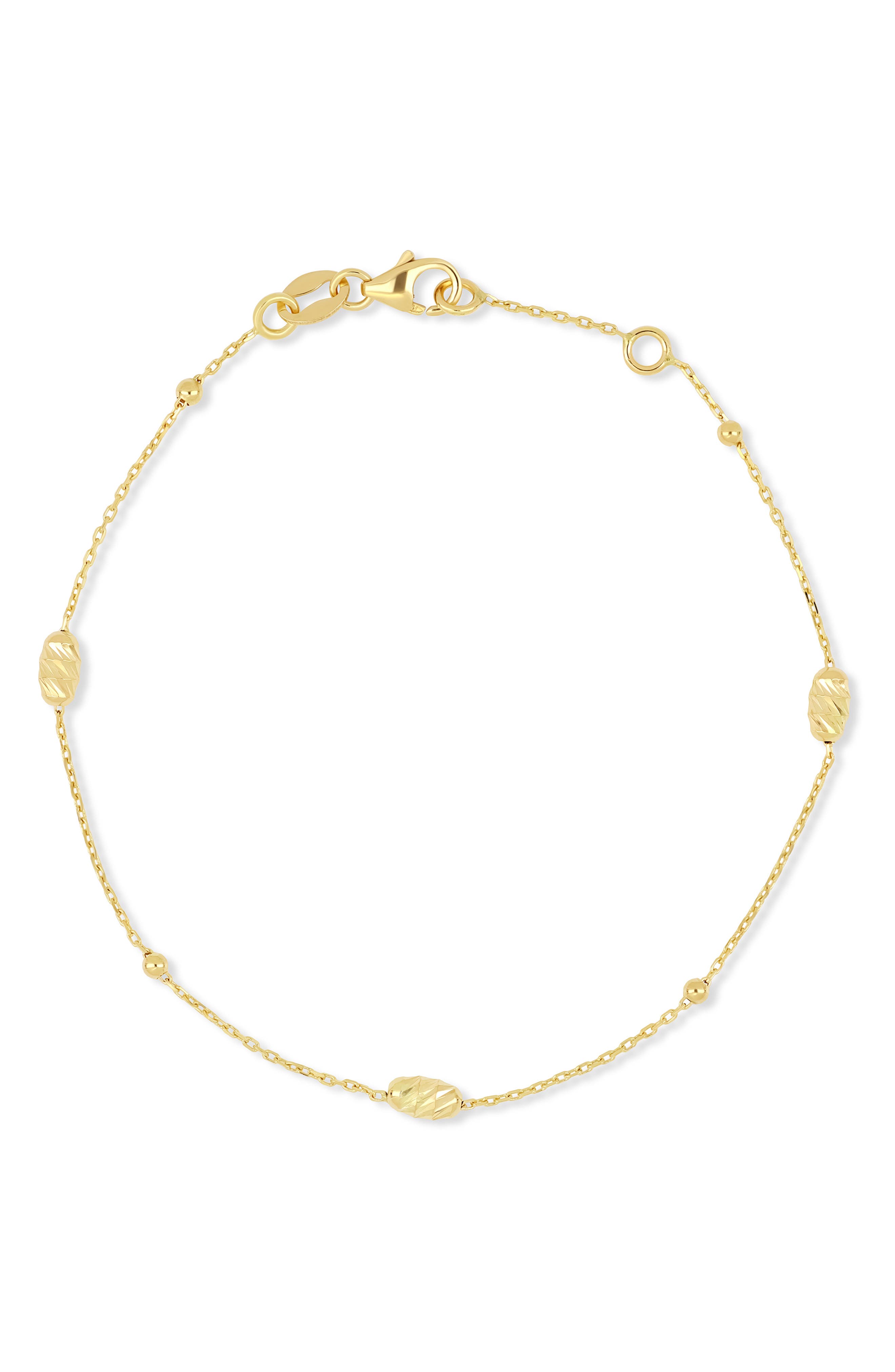 Bony Levy 14K Yellow Gold Textured Station Chain Bracelet