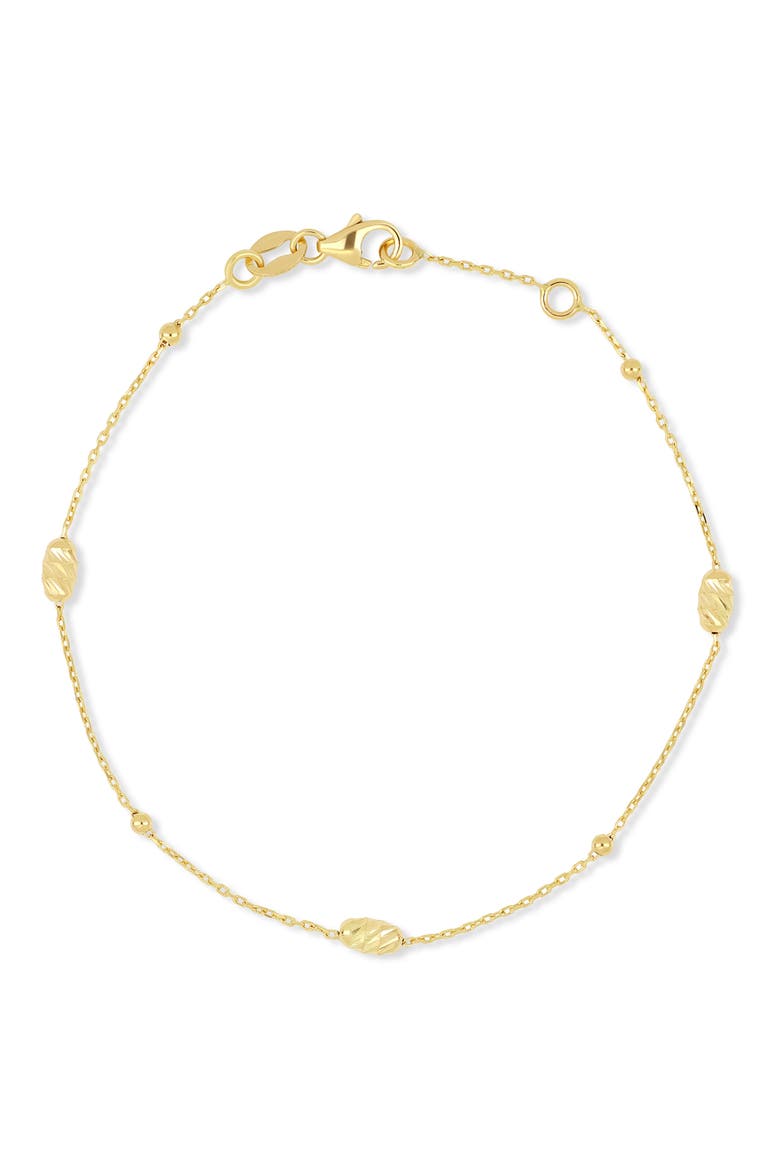 14K Yellow Gold Textured Station Chain Bracelet, Main, color, 14KY