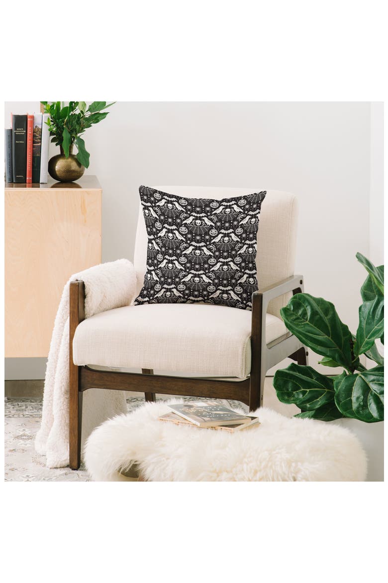 Poesie Garden Throw Pillow, Alternate, color, BLACK
