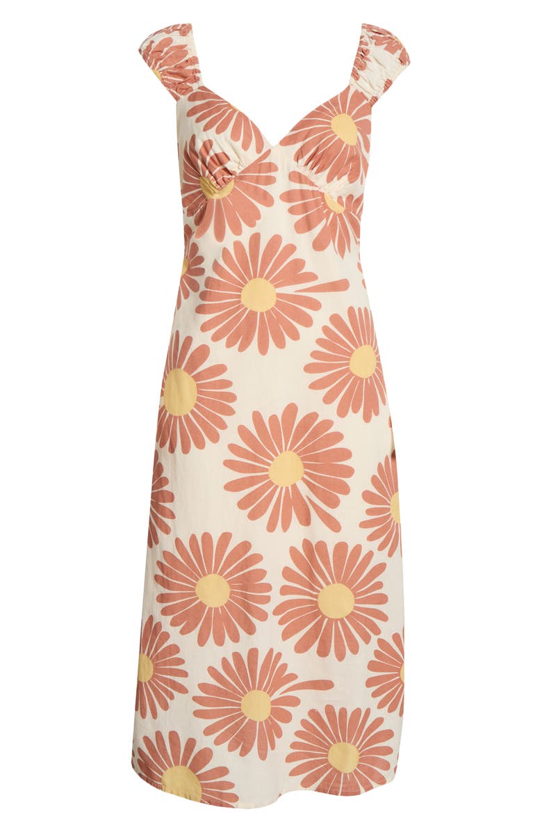 Billabong Shine On Floral Print Midi Dress, Alternate, color, Whitecap