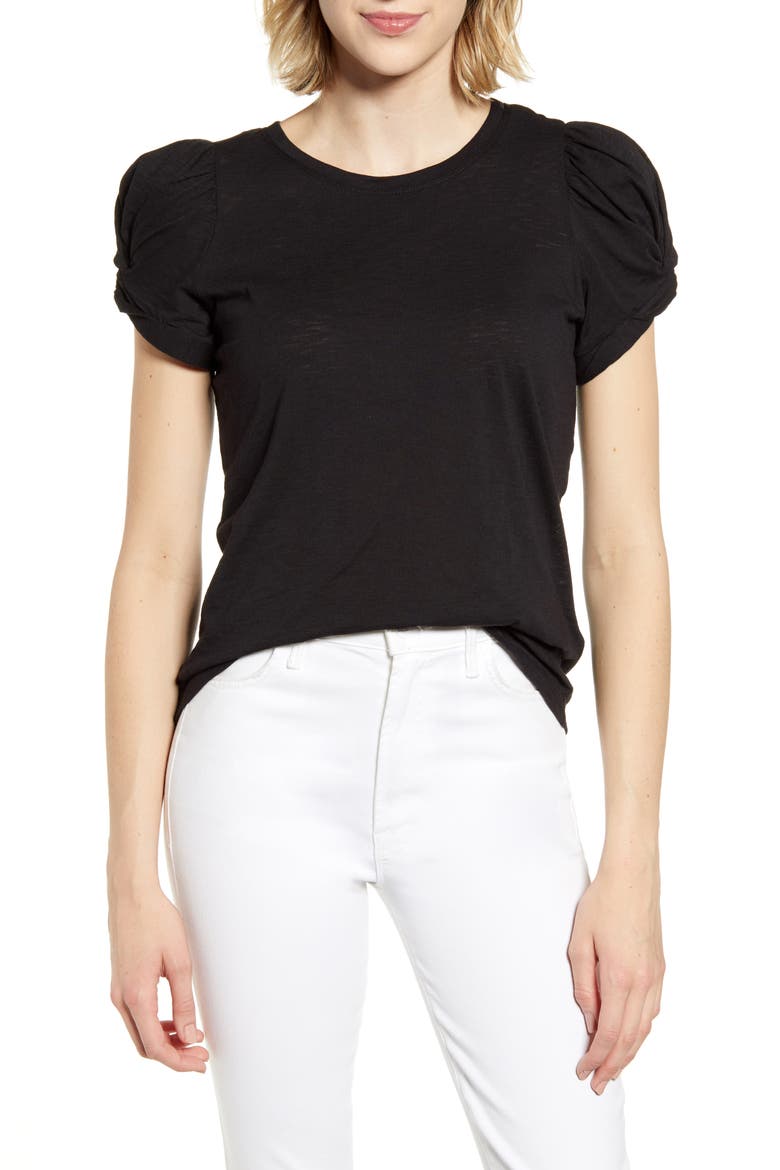 Puff Sleeve Top, Main, color, RICH BLACK