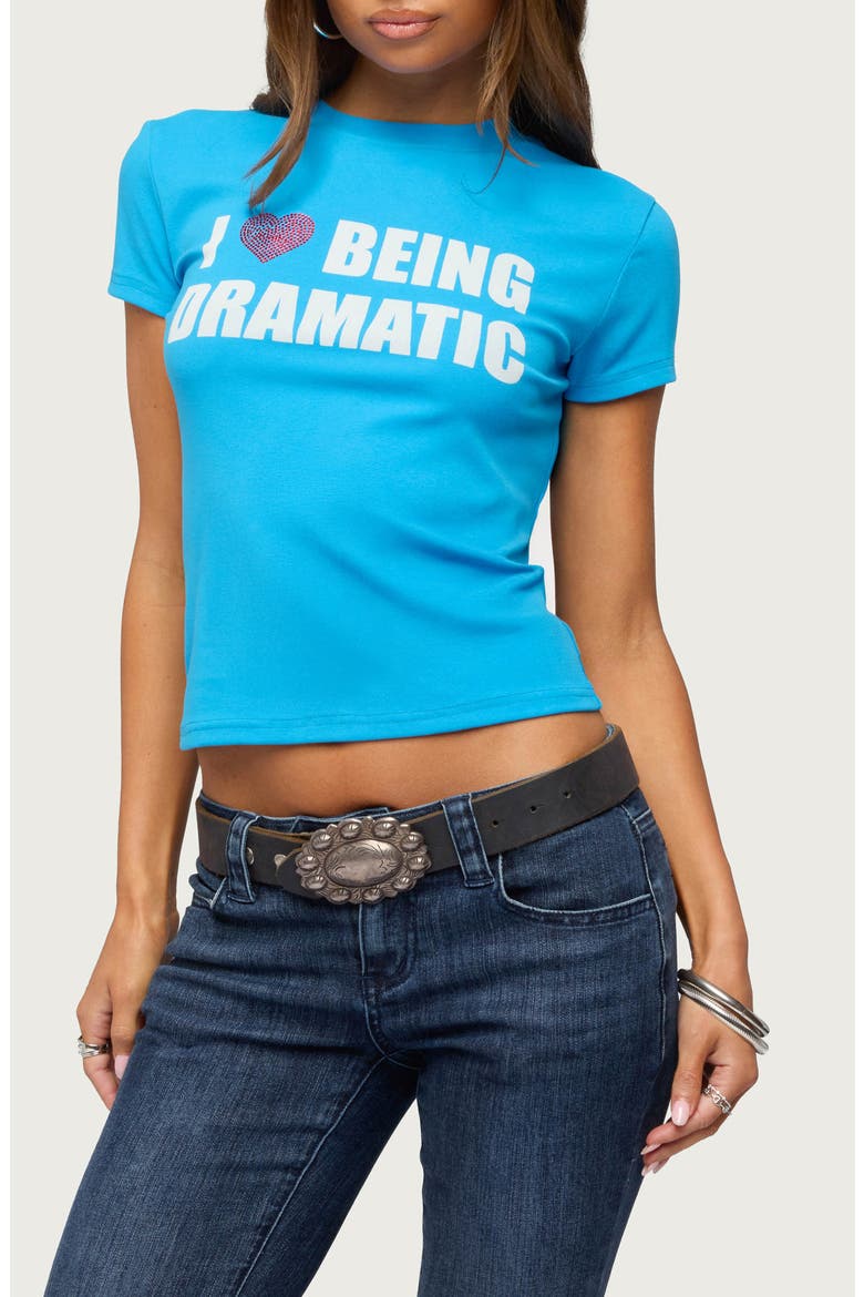 Drama Queen Rhinestone Graphic T-Shirt, Main, color, BLUE