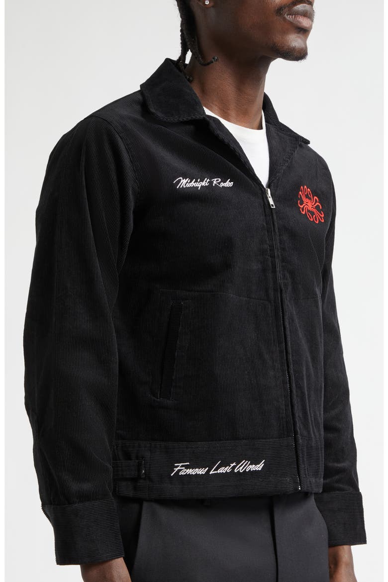 Embroidered Corduroy Club Jacket, Alternate, color, BLACK