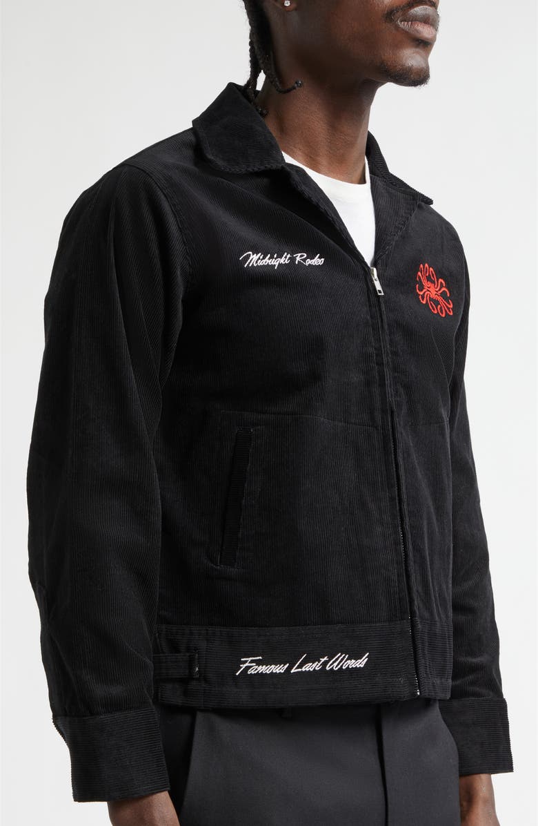 MIDNIGHT RODEO Embroidered Corduroy Club Jacket, Alternate, color, Black