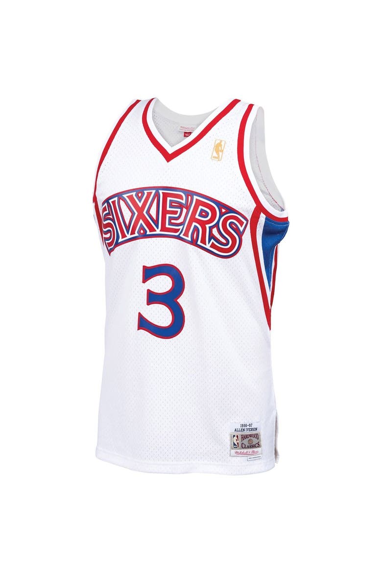 Men's Mitchell & Ness Allen Iverson White Philadelphia 76ers Big & Tall Hardwood Classics 1996/97 Swingman Jersey, Alternate, color, White