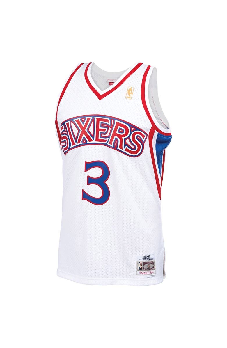 Mitchell & Ness Men's Mitchell & Ness Allen Iverson White Philadelphia 76ers Big & Tall Hardwood Classics 1996/97 Swingman Jersey, Alternate, color, 
