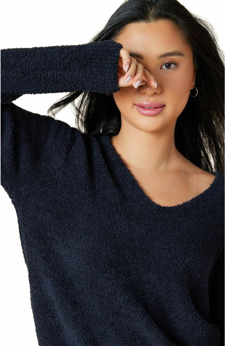 Softies Solid Marshmallow V-Neck Lounge Set, Alternate, color, Black