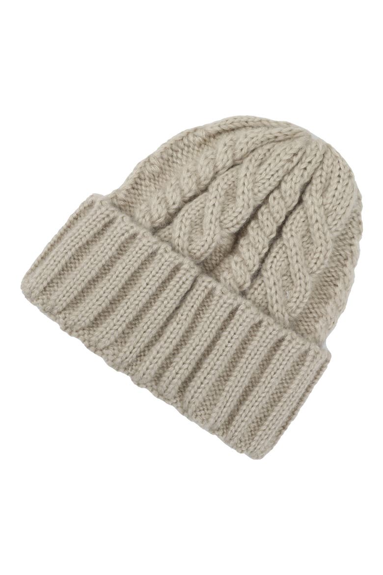 Tag Cable Knit Beanie, Alternate, color, STONEWARE