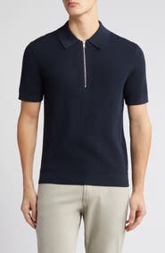 NN07 Hansie Zip Ribbed Organic Cotton Sweater Polo