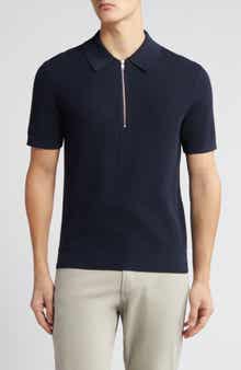 NN07 Hansie Zip Ribbed Organic Cotton Sweater Polo