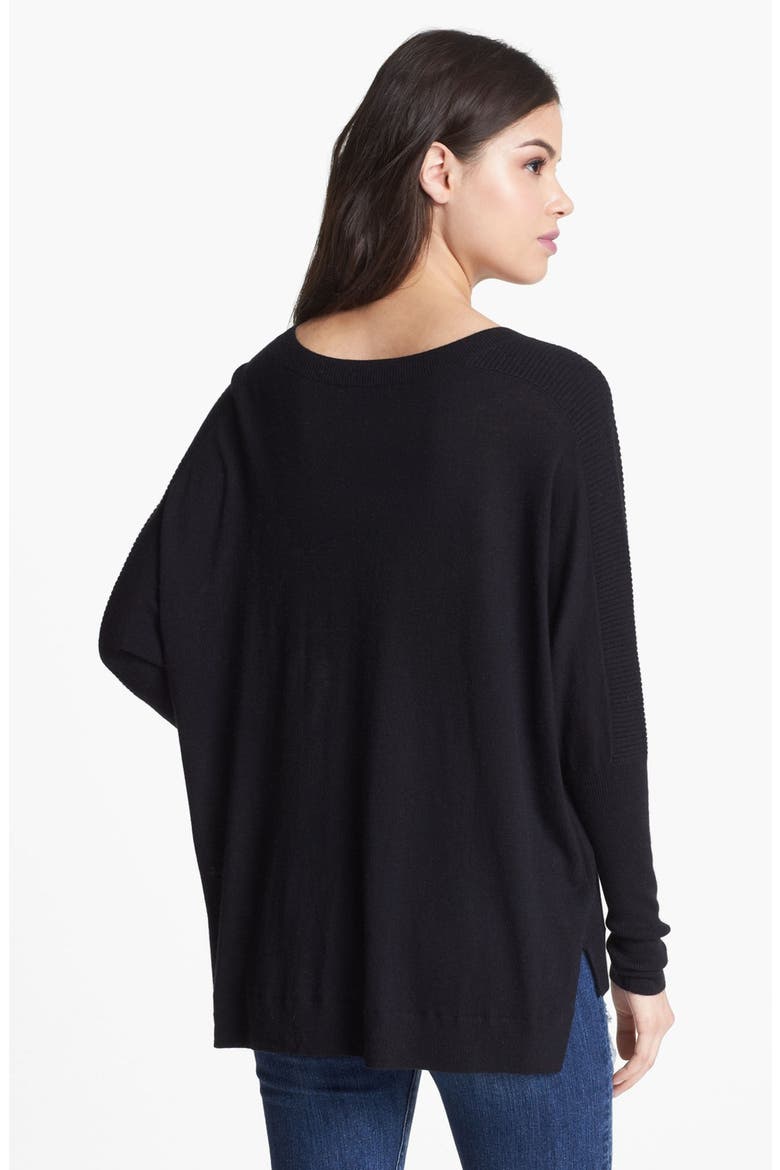 Corrugated High/Low Sweater, Alternate, color, BLACK