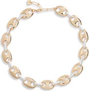 Open Edit Two Tone Puffy Mariner Link Necklace