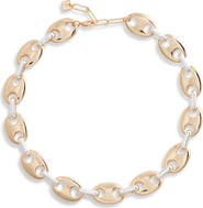 Open Edit Two Tone Puffy Mariner Link Necklace