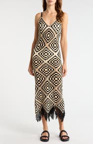 Elan Crochet Maxi Cover-Up Dress