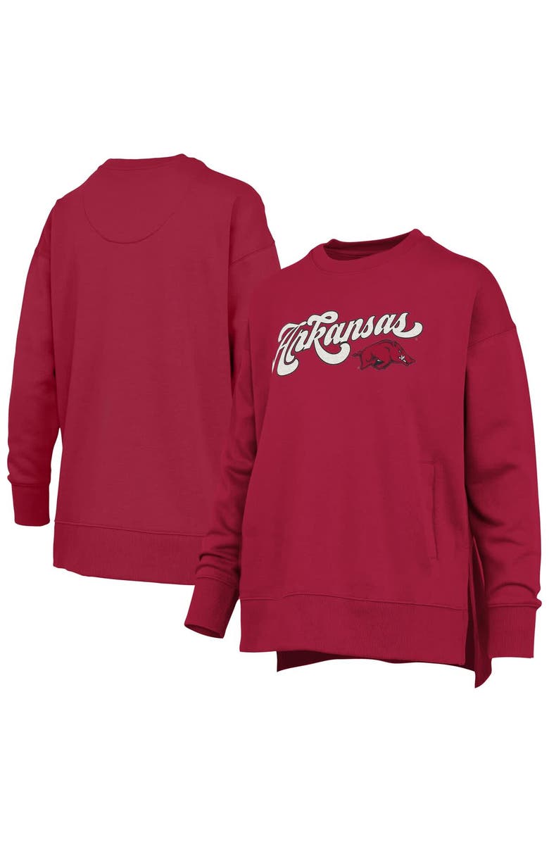 PRESSBOX Women's Pressbox Cardinal Arkansas Razorbacks Bonanza Chenille Harper Script Sweatshirt, Main, color, Cardinal