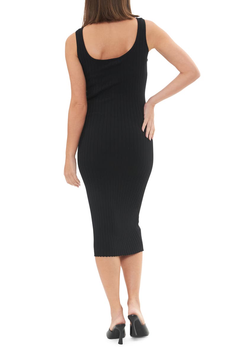 Carmen Rib Midi Materinity Dress, Alternate, color, BLACK