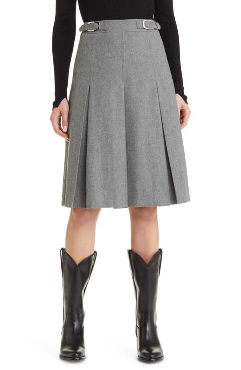 Garnet Pleated Wool Blend Skirt