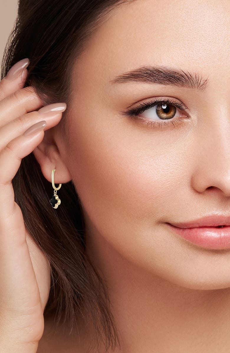 Ember Fine Jewelry 14K Clover Huggie Hoop Earrings, Alternate, color, Gold