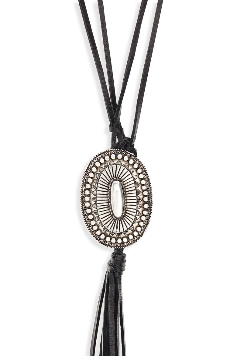 Buckle Tassel Necklace, Main, color, ARGENTO