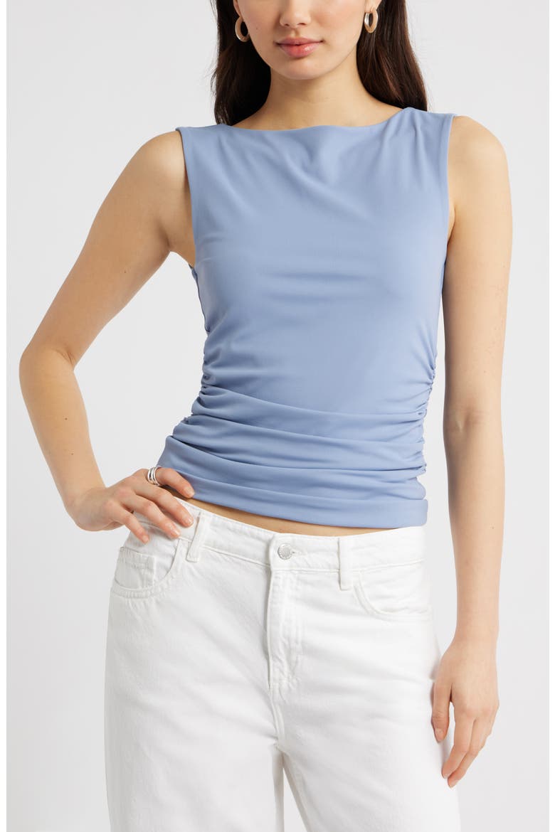 Boat Neck Sleeveless Top, Main, color, BLUE UMBRA