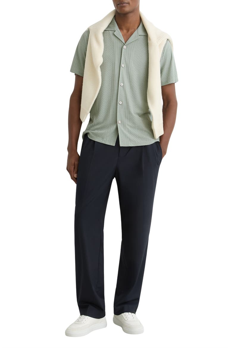 Frederick Textured Stripe Camp Shirt, Alternate, color, MINT GREEN