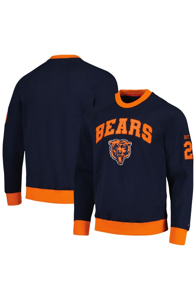 Tommy Hilfiger Men's Tommy Hilfiger Navy Chicago Bears Reese Raglan Tri-Blend Pullover Sweatshirt, Main, color, 