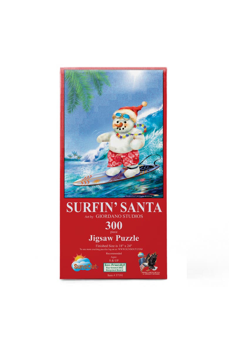 Surfin' Santa 300 piece Jigsaw Puzzle for Adults, Alternate, color, Multicolor